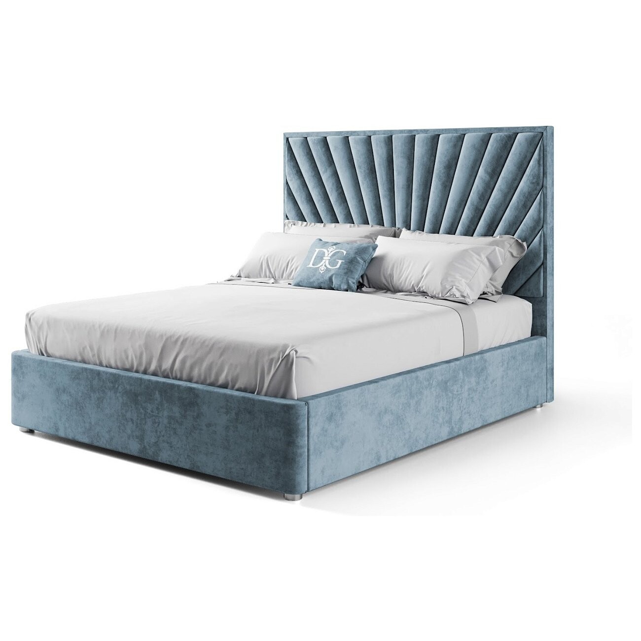 Кровать двуспальная 160х200 голубая Sicilia - изображение 2