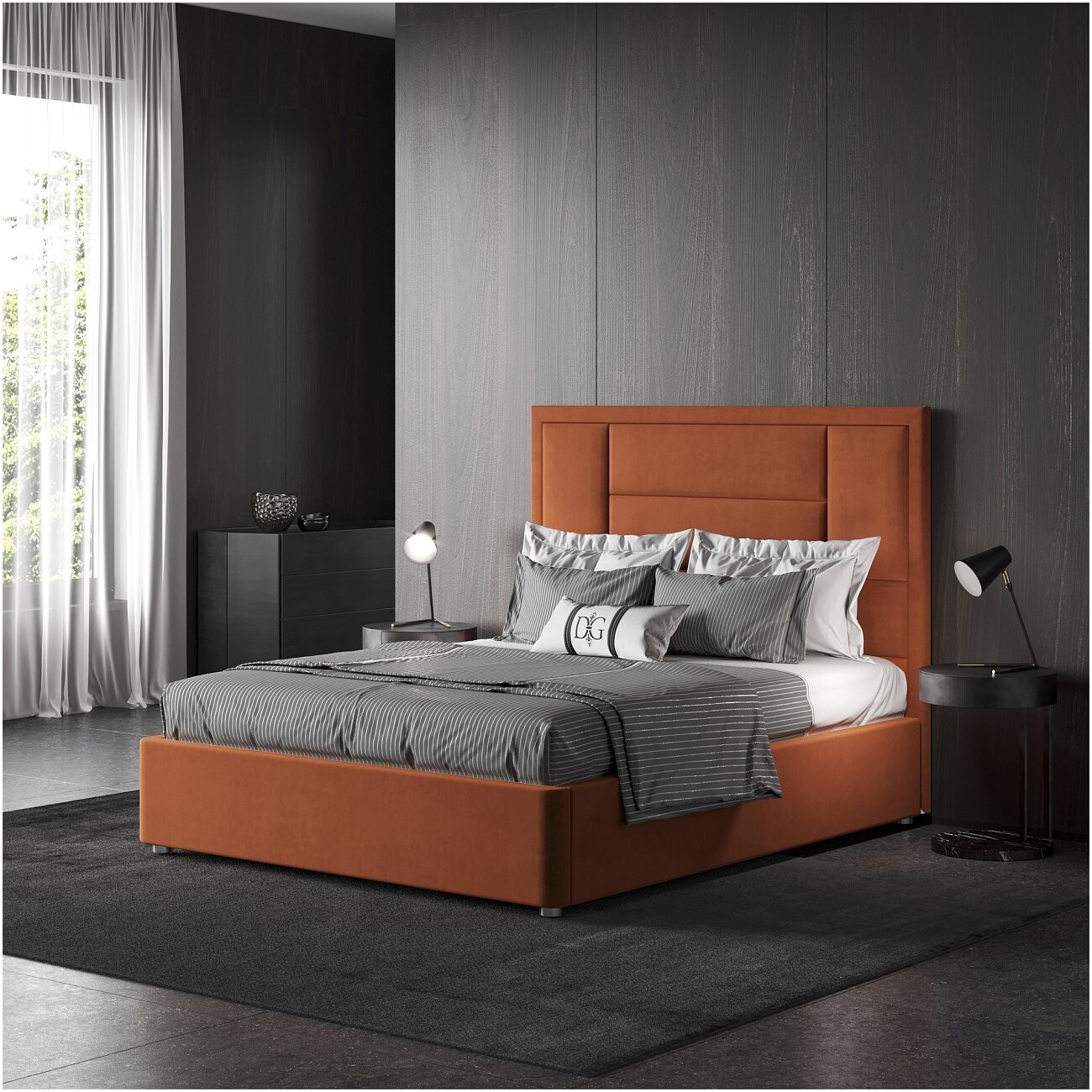 Кровать двуспальная 180х200 оранжевая "Токио" - изображение 2