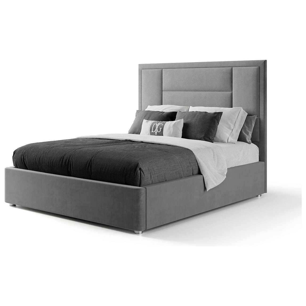 Кровать евро 200х200 жемчужно-серая "Токио" - изображение 2