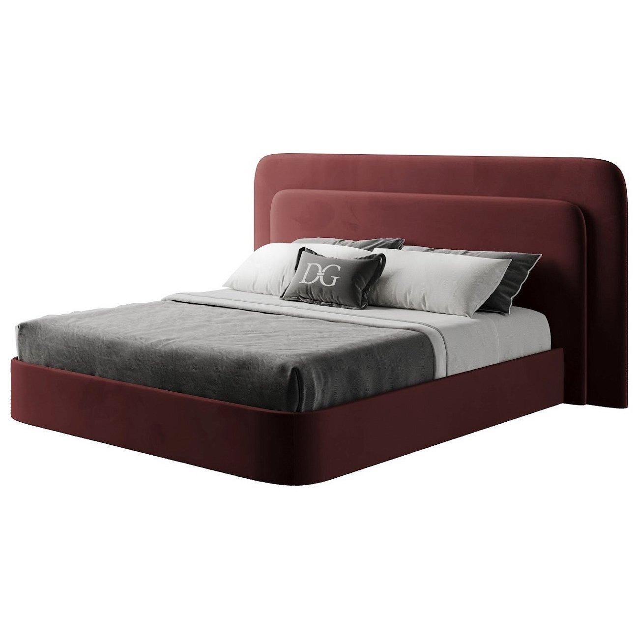 Кровать двуспальная 160х200 бордовая Cascade - изображение 4