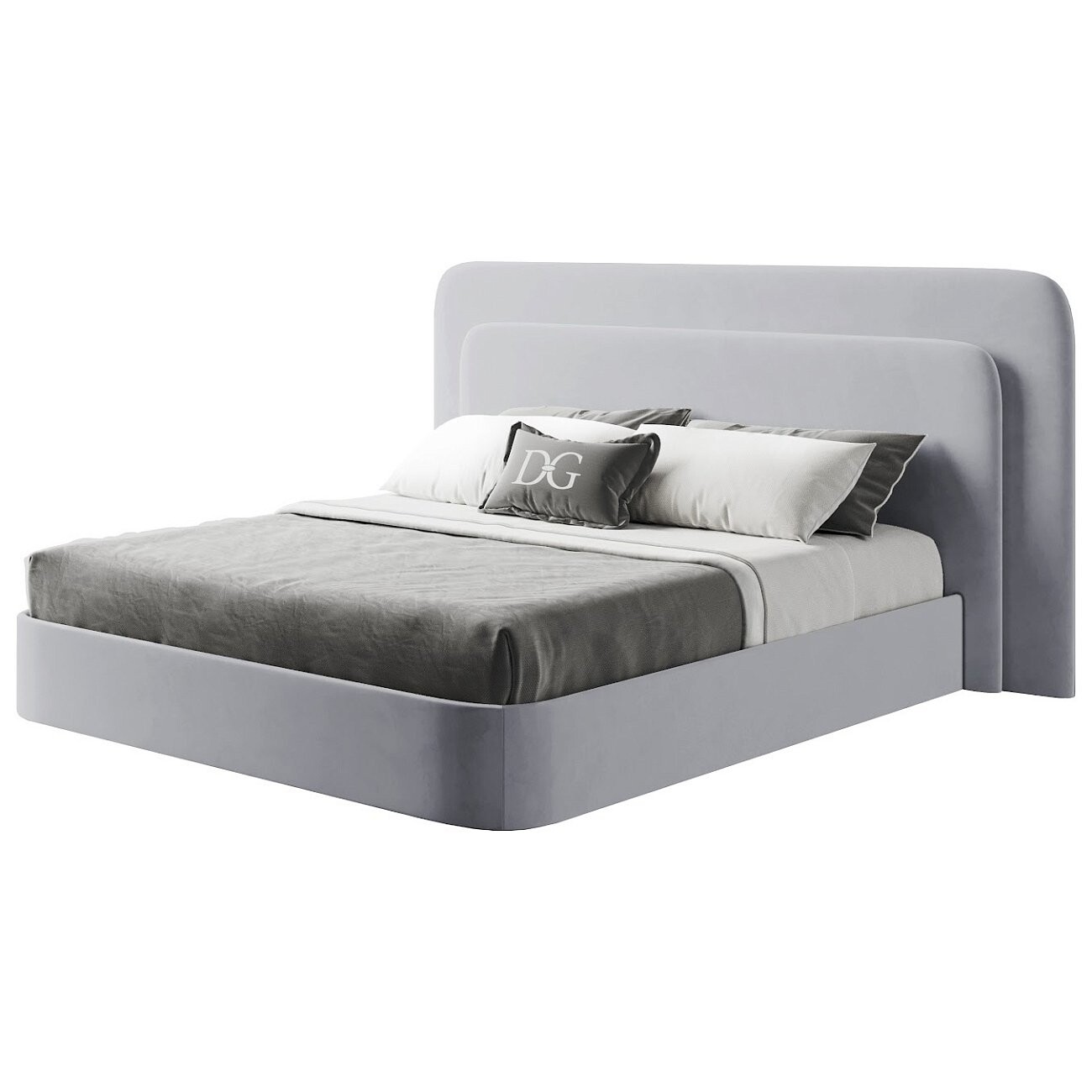 Кровать двуспальная 180х200 серая Cascade - изображение 2