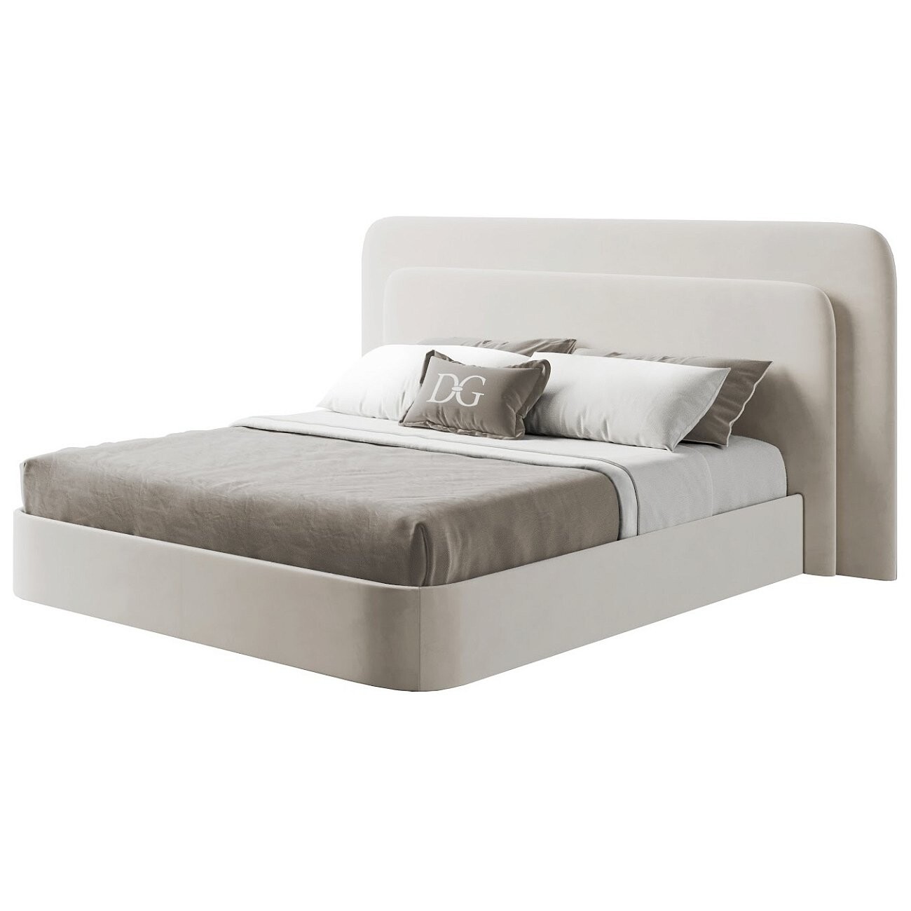 Кровать двуспальная 160х200 светло-бежевая Cascade - изображение 2