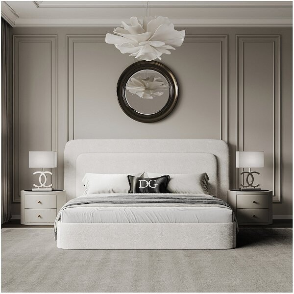 Кровать евро 200х200  молочно-бежевая Cascade - изображение 1