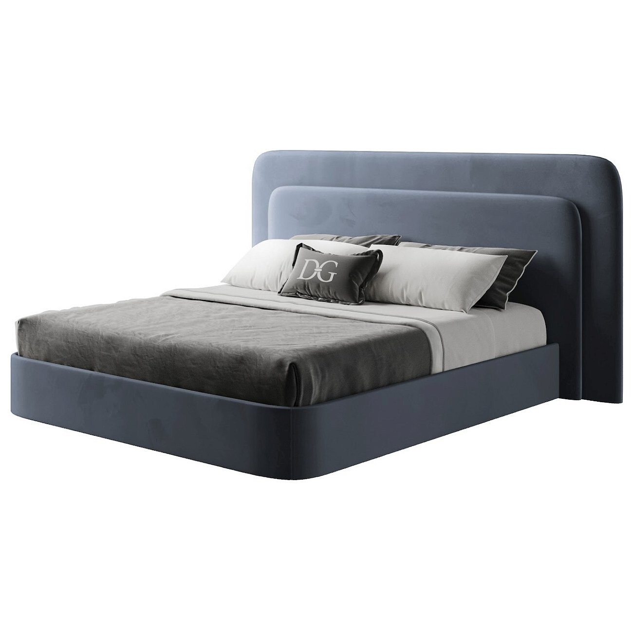 Кровать двуспальная 160х200 серо-голубая Cascade - изображение 2