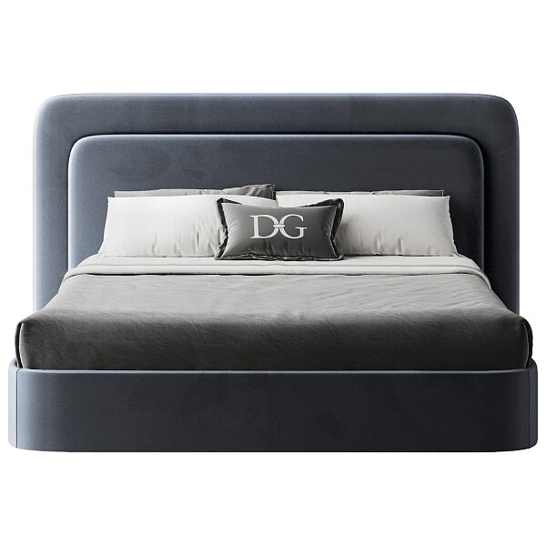 Кровать двуспальная 180х200 серо-голубая Cascade - изображение 1