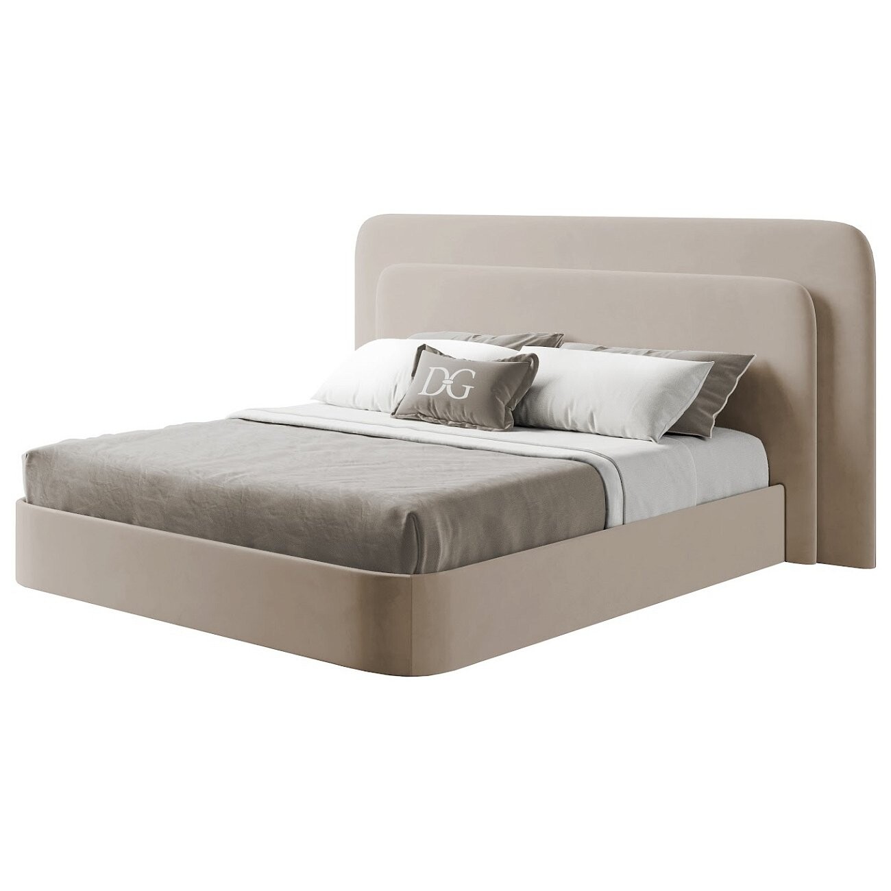 Кровать двуспальная 160х200 бежевая Cascade - изображение 2