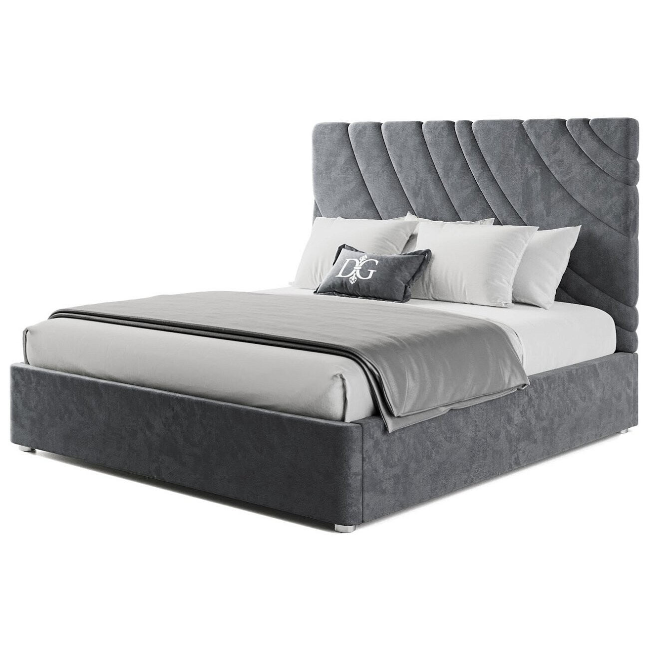 Кровать двуспальная 160х200 серая Celine - изображение 2