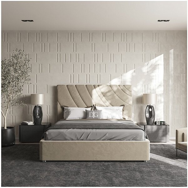 Кровать двуспальная 160х200 дымчато-коричневая Celine - изображение 1