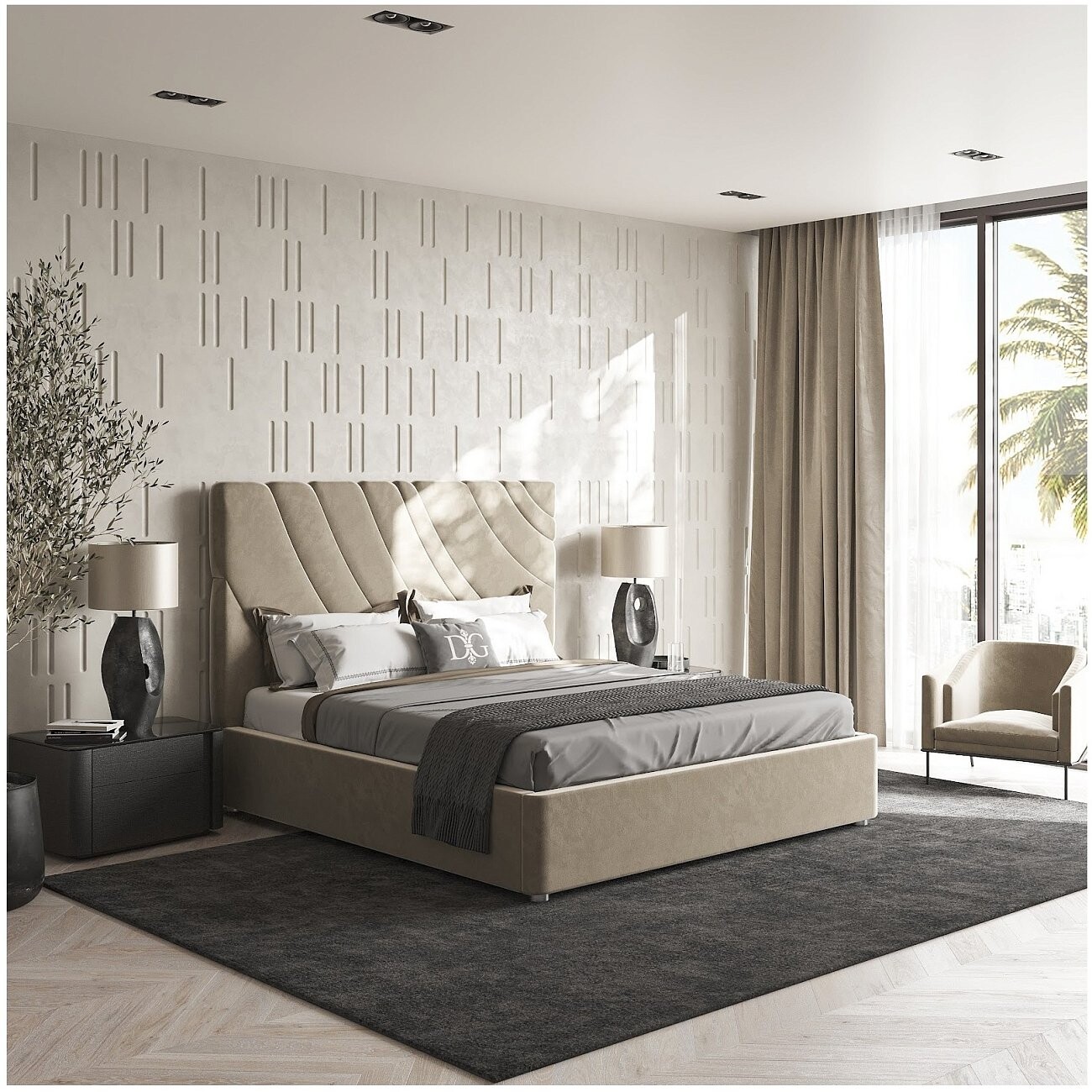 Кровать евро 200х200 дымчато-коричневая Celine - изображение 2