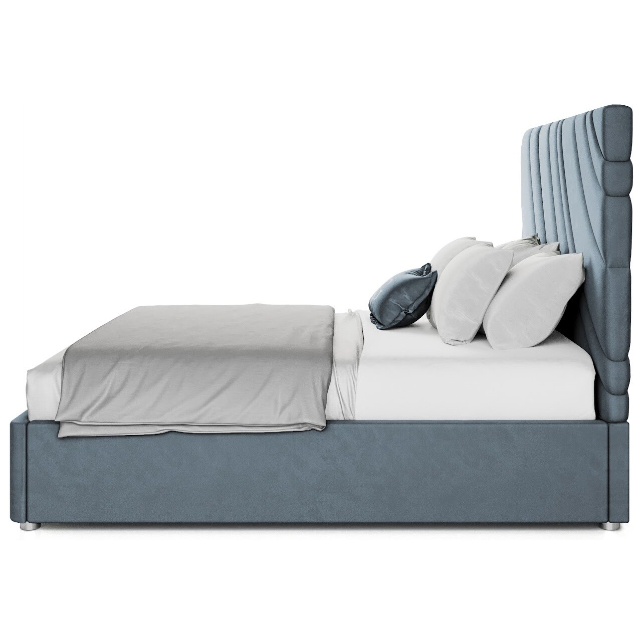 Кровать двуспальная 160х200 серо-голубая Celine - изображение 3