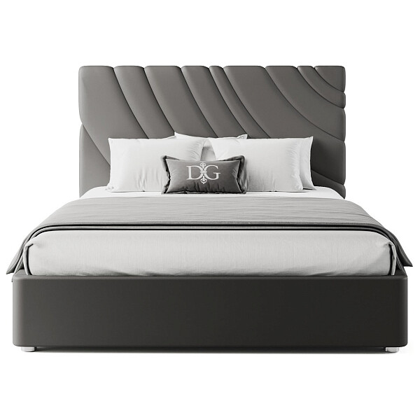 Кровать двуспальная 160х200 коричнево-серая Celine - изображение 1