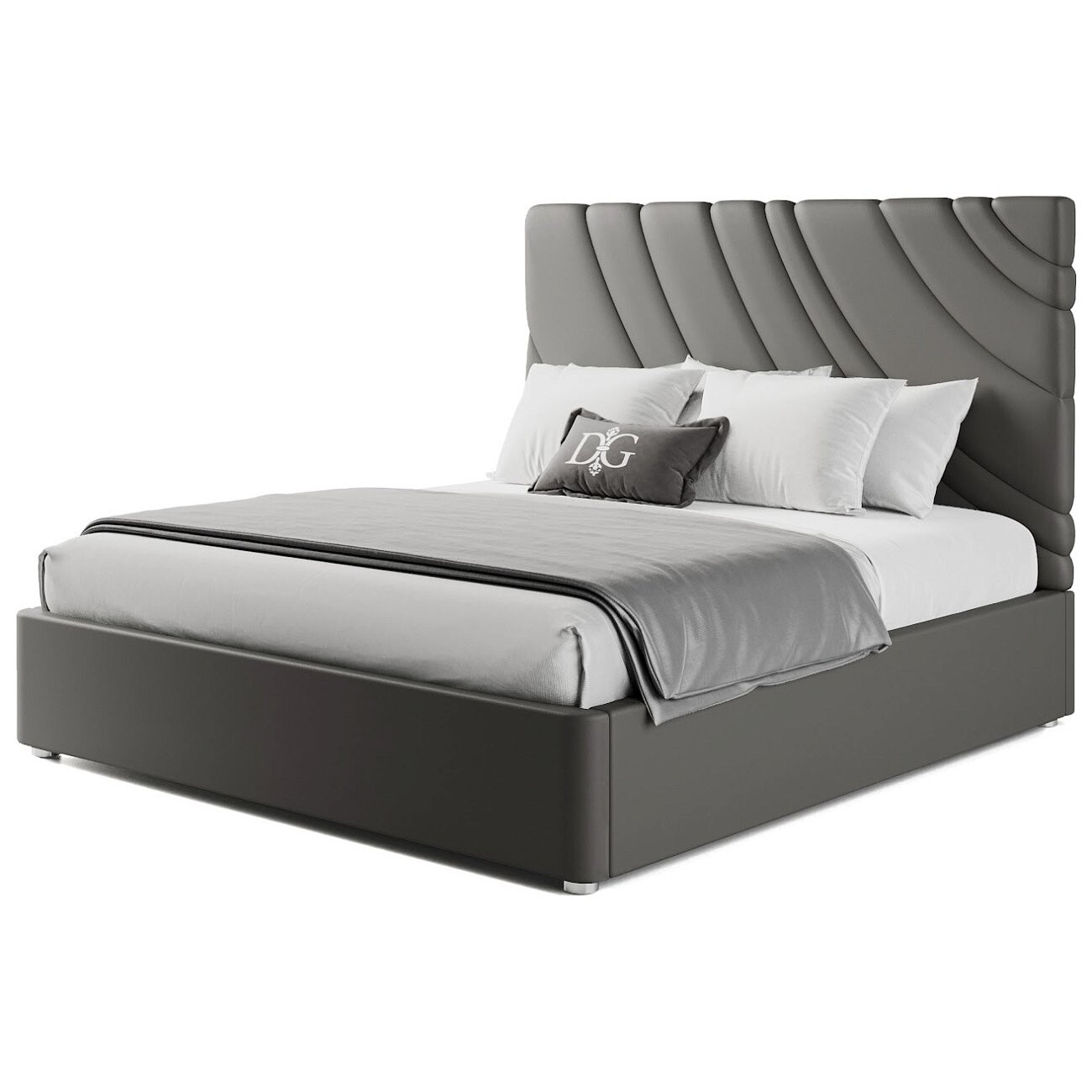 Кровать двуспальная 160х200 коричнево-серая Celine - изображение 2