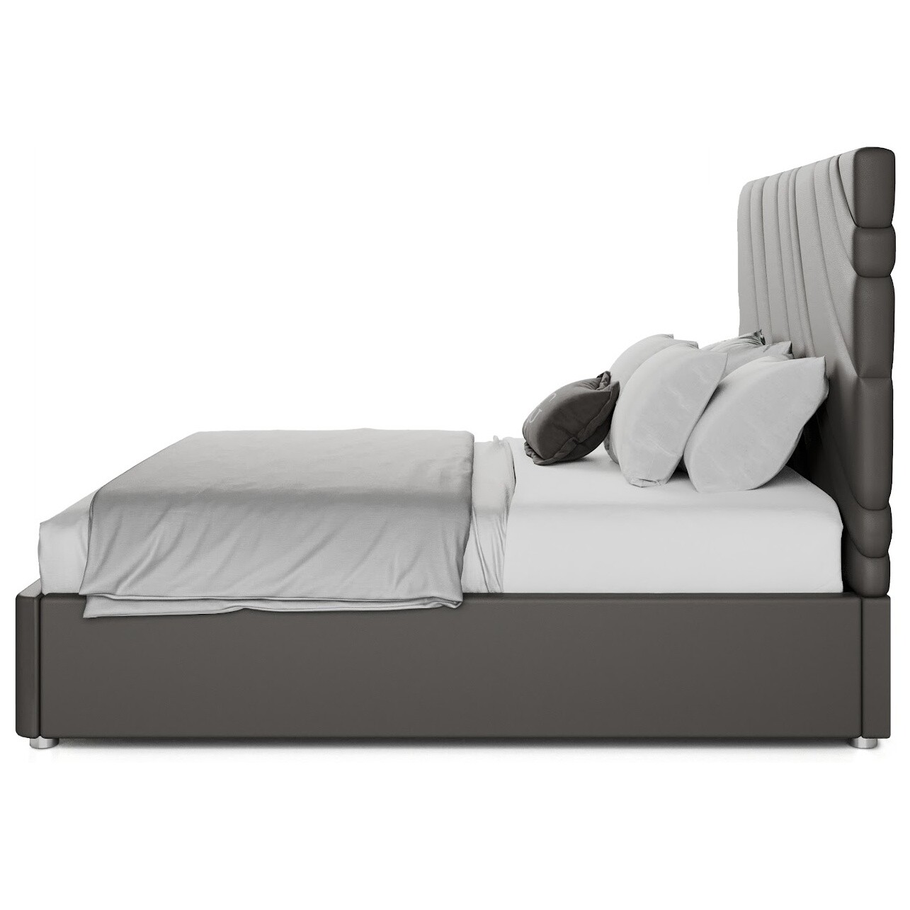 Кровать двуспальная 160х200 коричнево-серая Celine - изображение 3