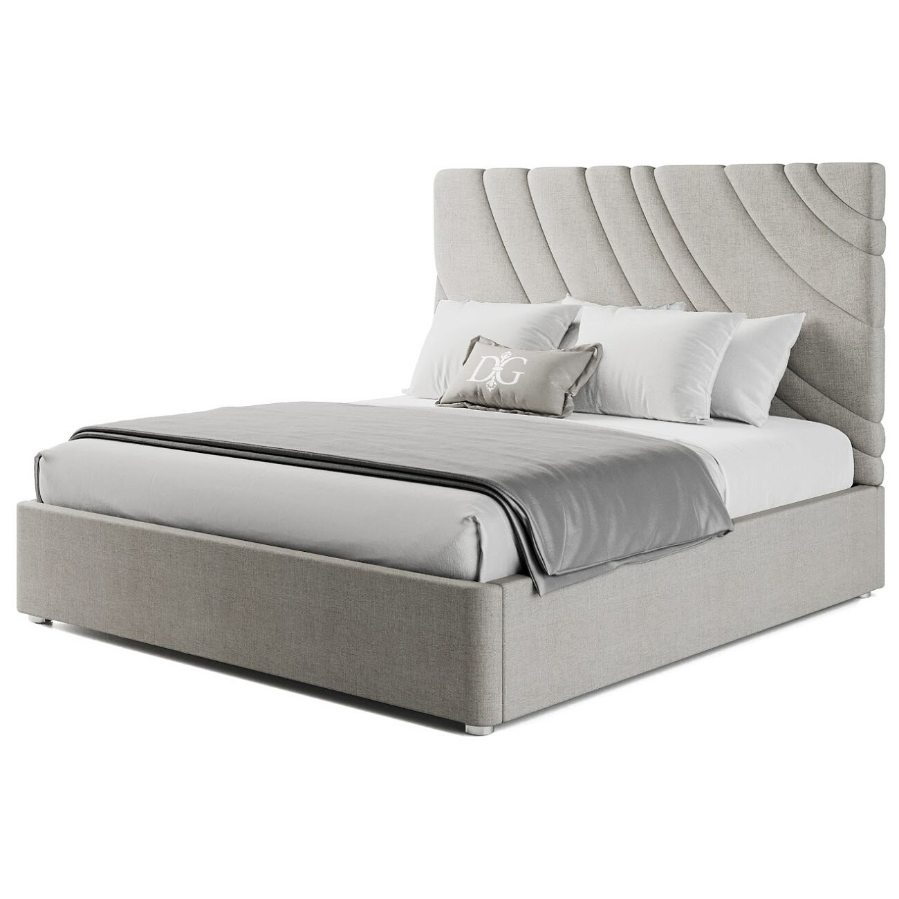 Кровать двуспальная 160х200 светло-бежевая Celine - изображение 2