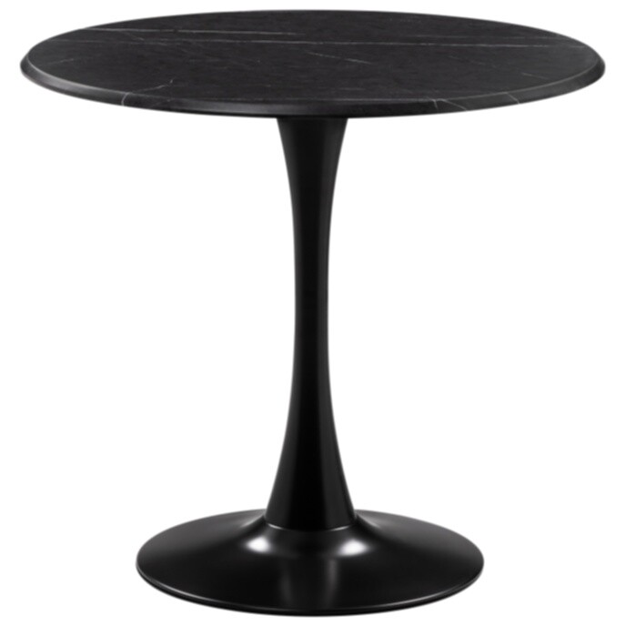 Обеденный стол круглый 90 см мрамор черный "Тулип"