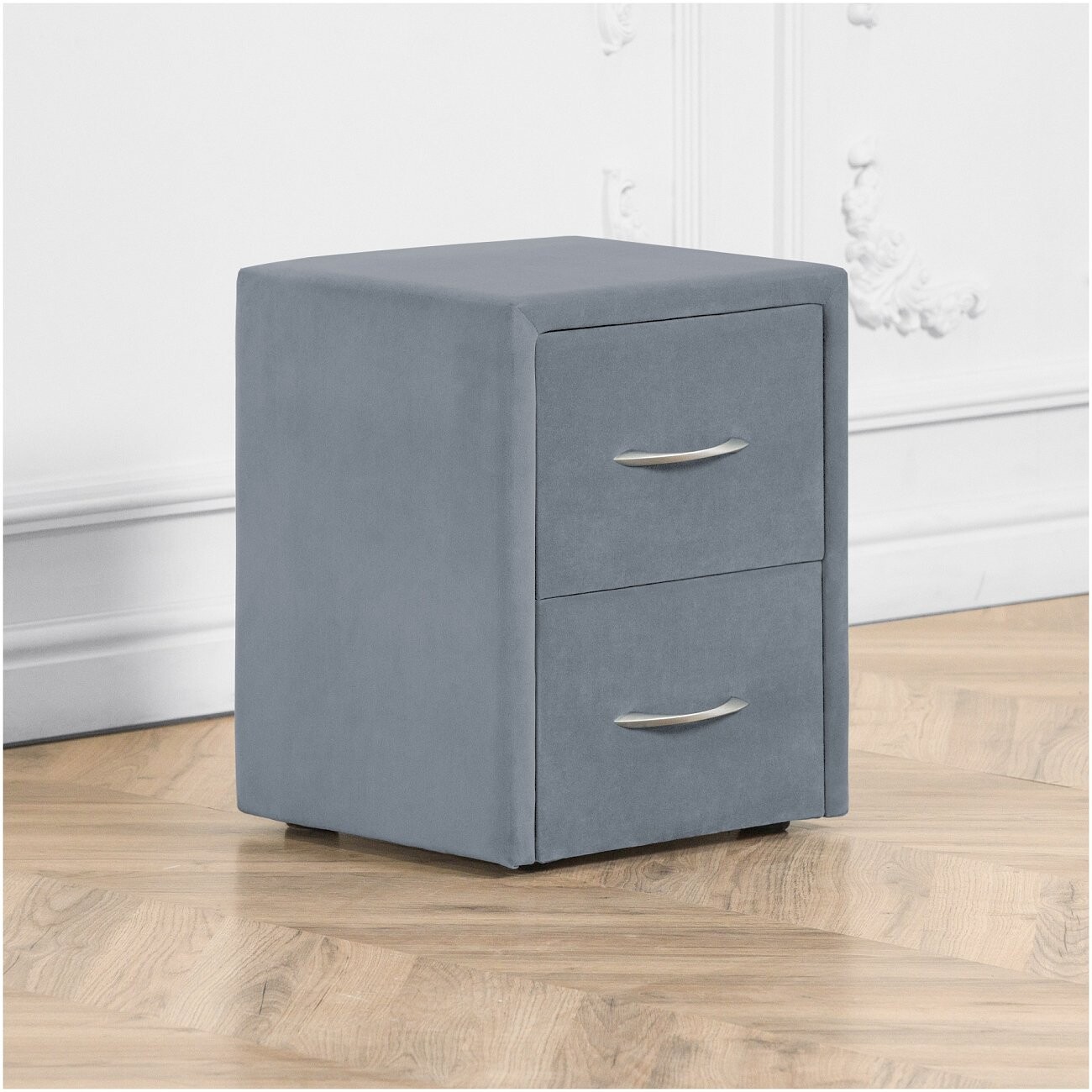 Прикроватная тумбочка с двумя ящиками серо-голубая Эстетика - изображение 2