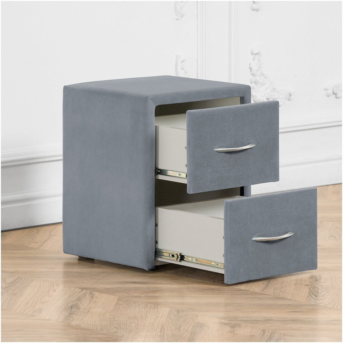 Прикроватная тумбочка с двумя ящиками серо-голубая Эстетика - изображение 3