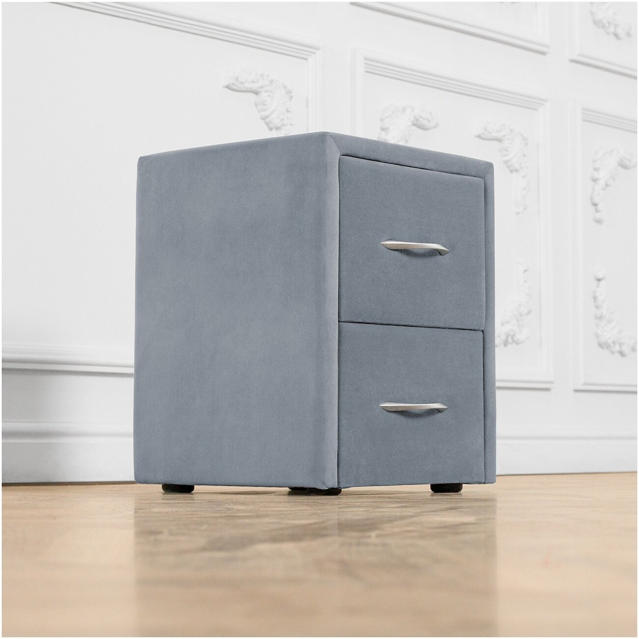 Прикроватная тумбочка с двумя ящиками серо-голубая Эстетика - изображение 7