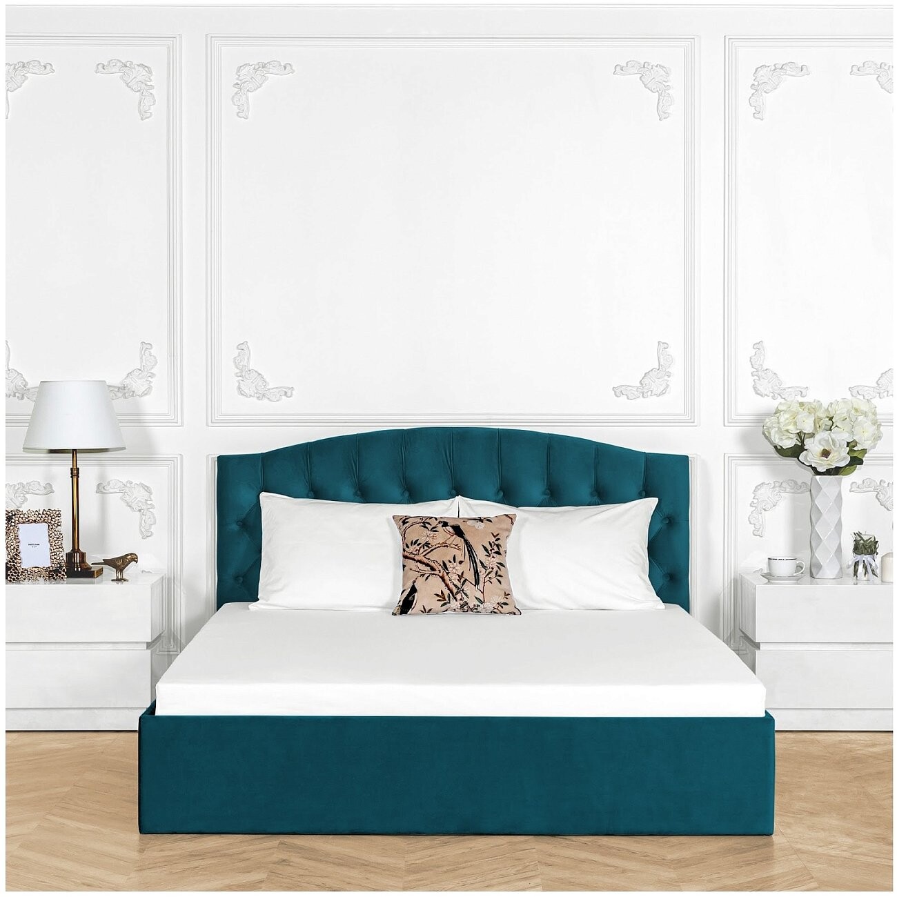 Кровать полутораспальная с подъемным механизмом 120х200 изумрудная "Грация" - изображение 5