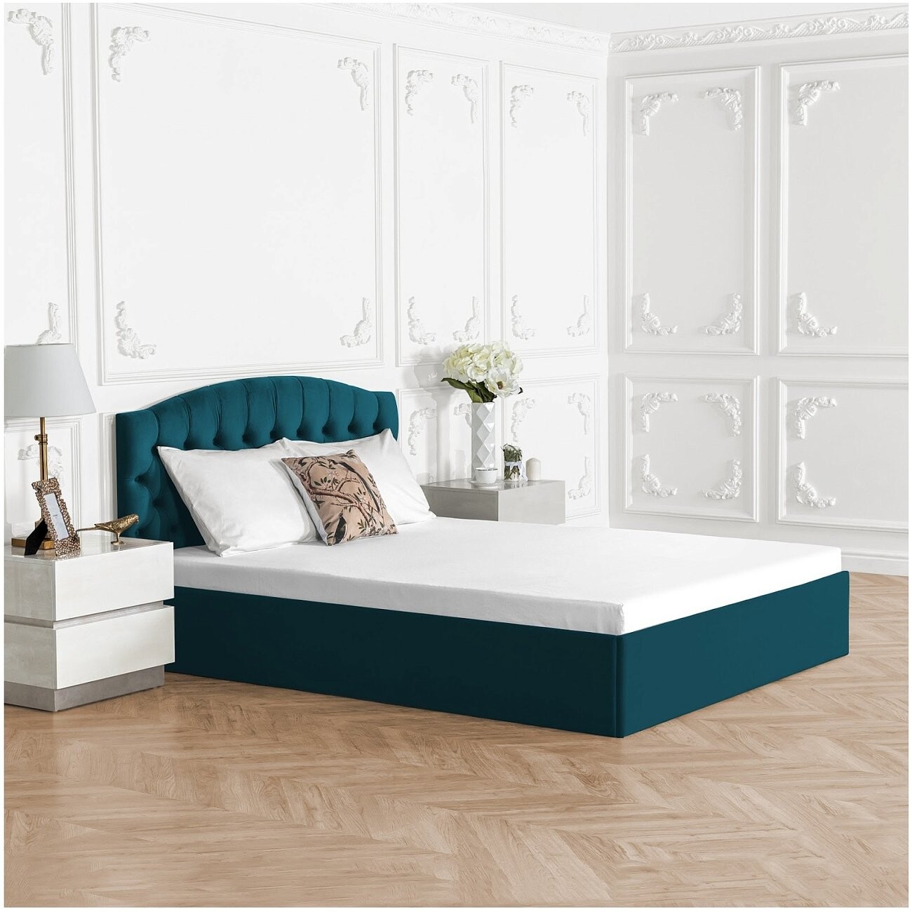 Кровать двуспальная с подъемным механизмом 180х200 изумрудная "Грация" - изображение 6