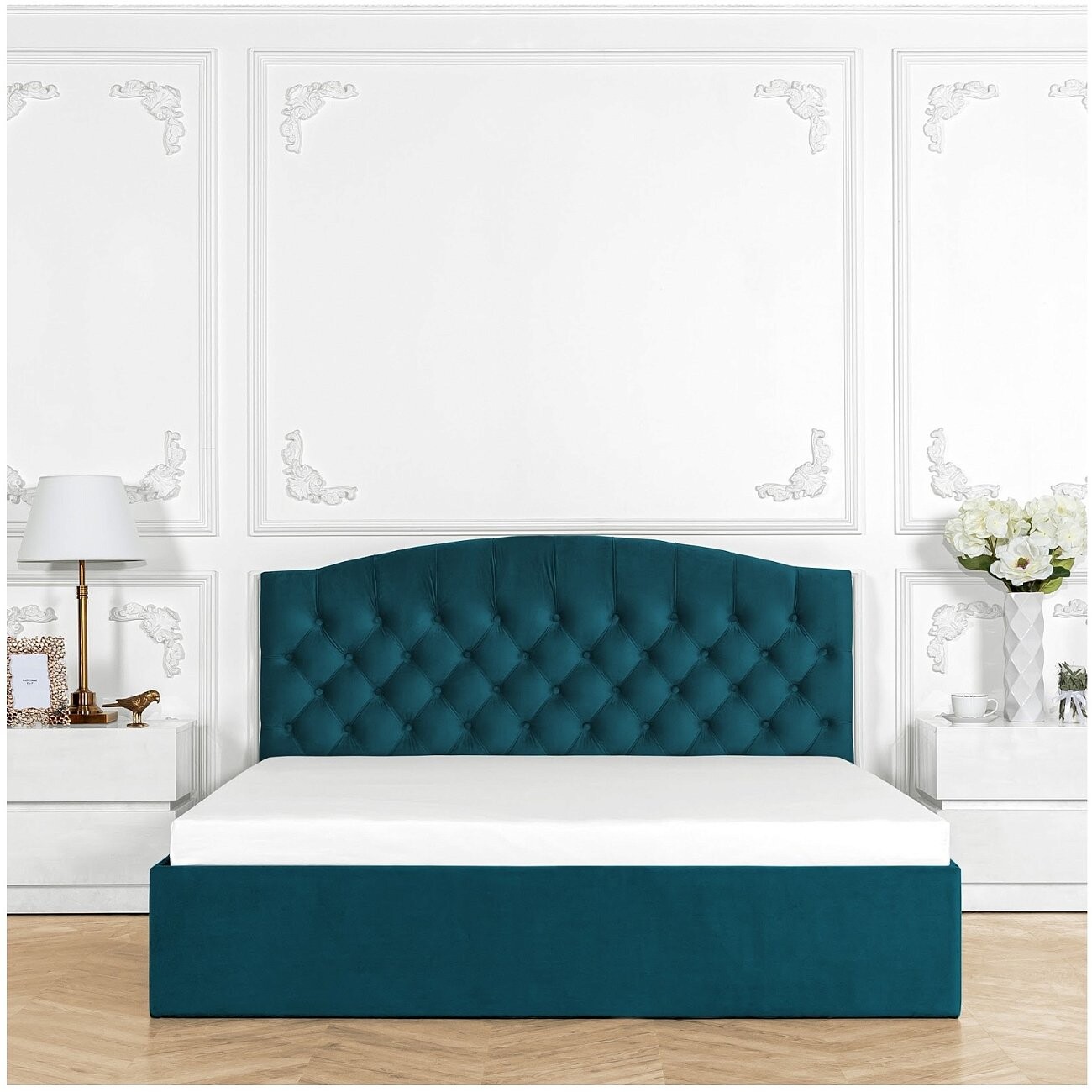 Кровать евро с подъемным механизмом 200х200 изумрудная "Грация" - изображение 7