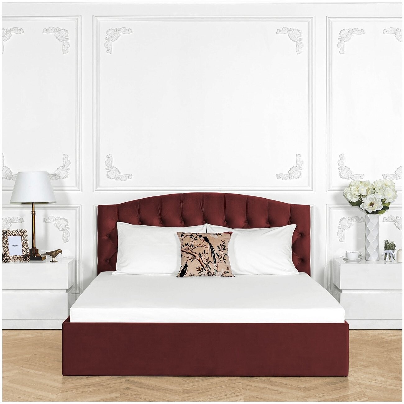 Кровать полутораспальная с подъемным механизмом 120х200 рубиново-красная "Грация" - изображение 5