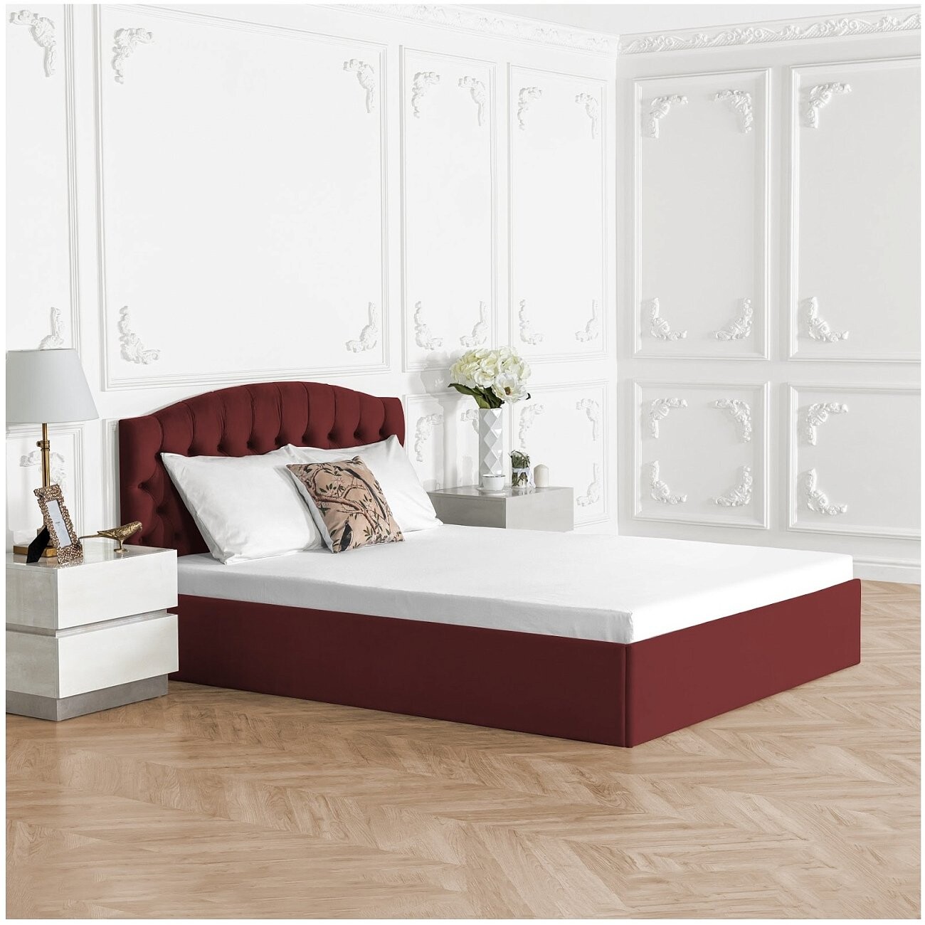 Кровать полутораспальная с подъемным механизмом 120х200 рубиново-красная "Грация" - изображение 6