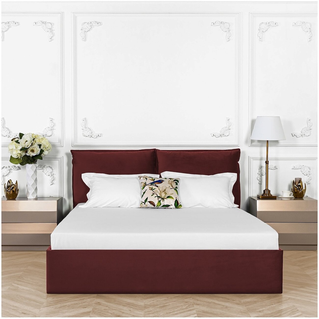 Кровать евро с подъемным механизмом 200х200 рубиново-красная "Эстетика" - изображение 4