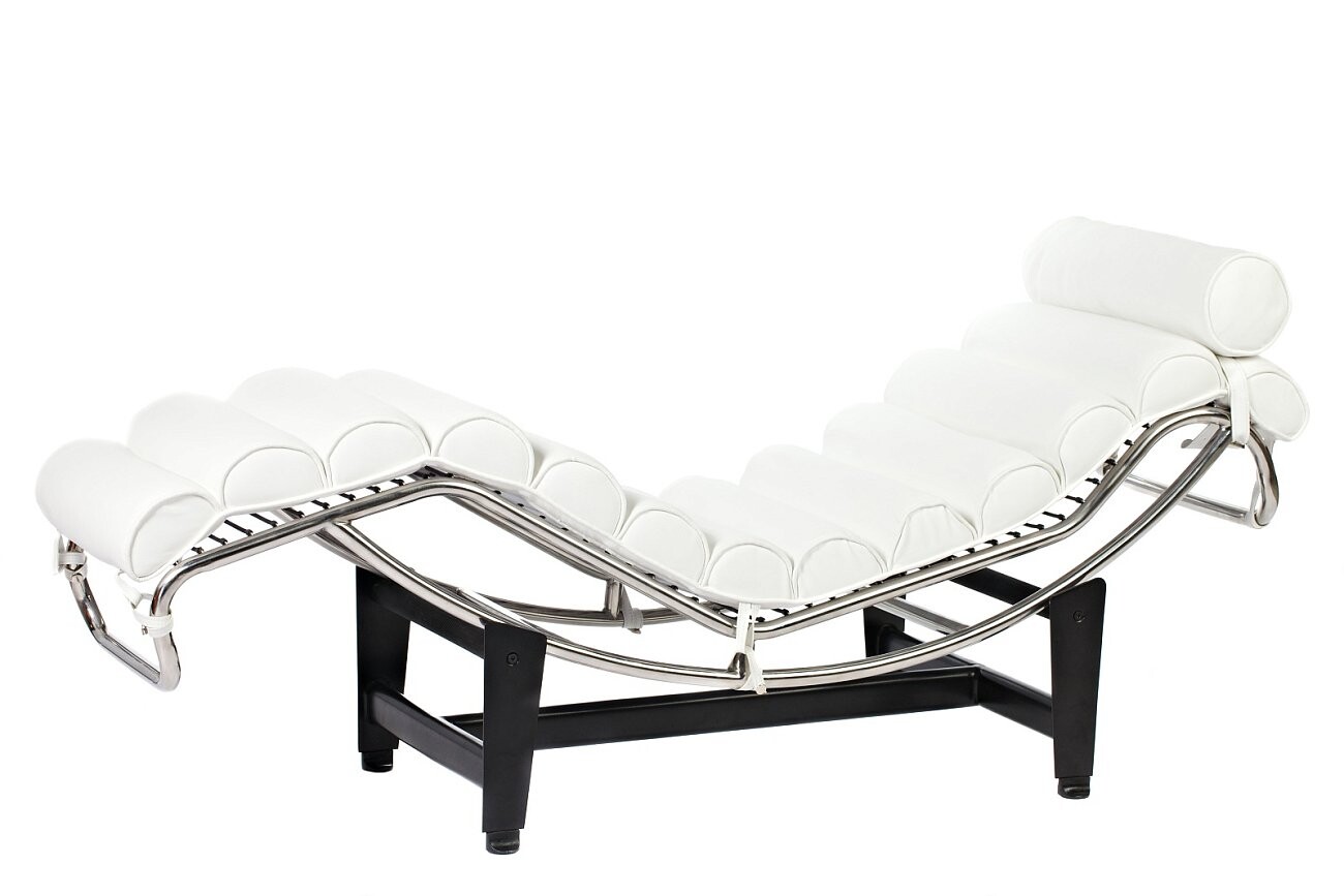 Кушетка белая кожаная с валиками - изображение 3