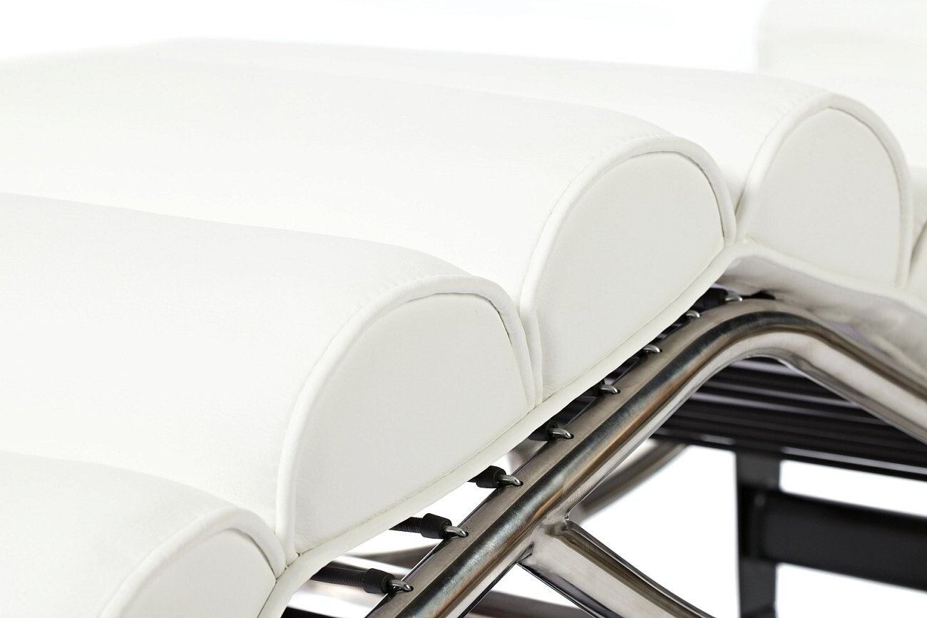 Кушетка белая кожаная с валиками - изображение 4