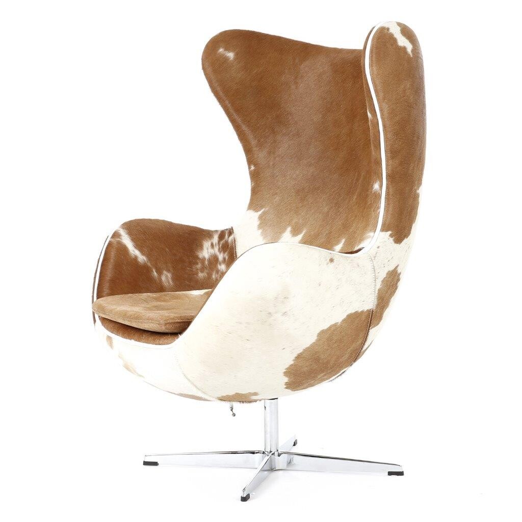 Кресло-яйцо напольное коричнево-белое Egg Chair - изображение 2