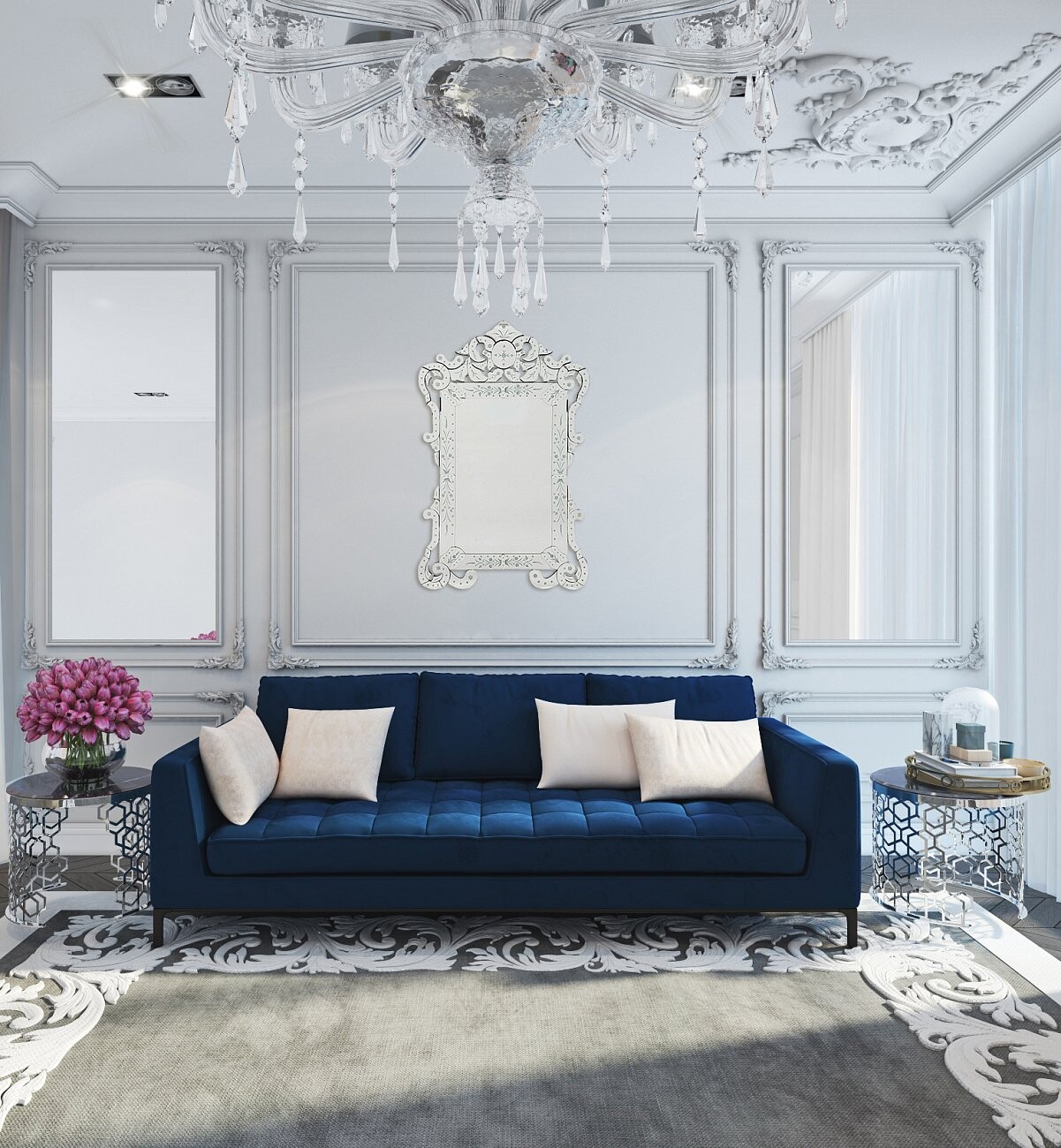 Зеркало прямоугольное настенное серебро Margaux - изображение 3