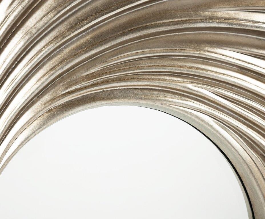 Зеркало-солнце большое серебряное в раме свирл диаметр 96 см Cyclone - изображение 2