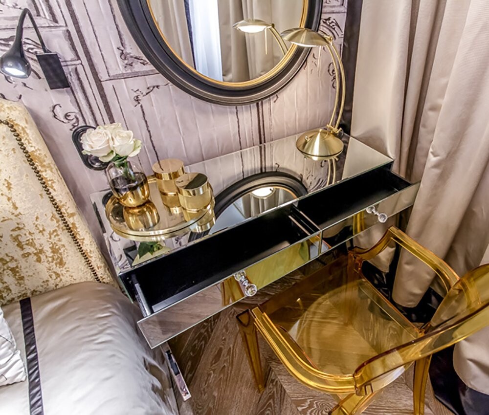 Туалетный столик зеркальный с ящиками и фигурными ножками Vivien - изображение 3