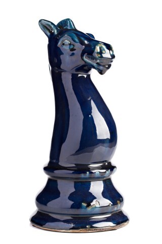 Статуэтка декоративная керамическая 32х15,5 см синяя Marine Chess Horse - изображение 3