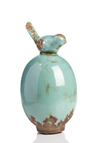 Статуэтка декоративная керамическая 22х7 см зеленая Bird on Egg - изображение 2