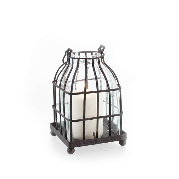 Подсвечник-фонарь металлический коричневый со стеклом Bird in Cage I - изображение 1