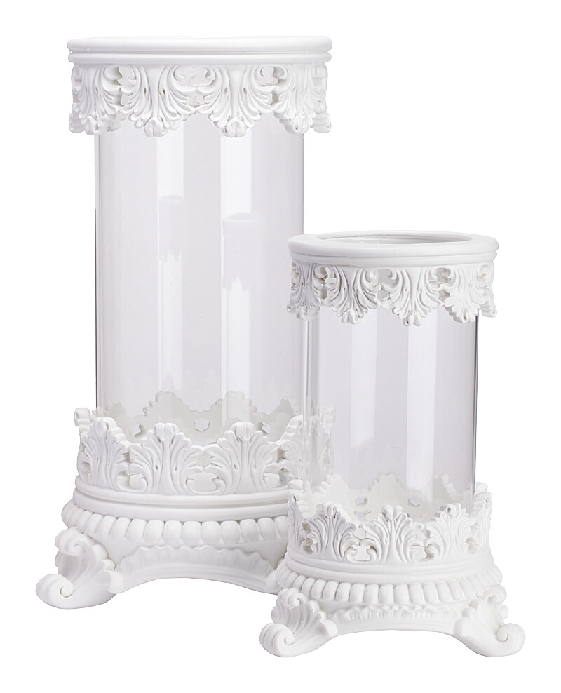 Ваза стеклянная с белым декором 39 см Royal - изображение 2