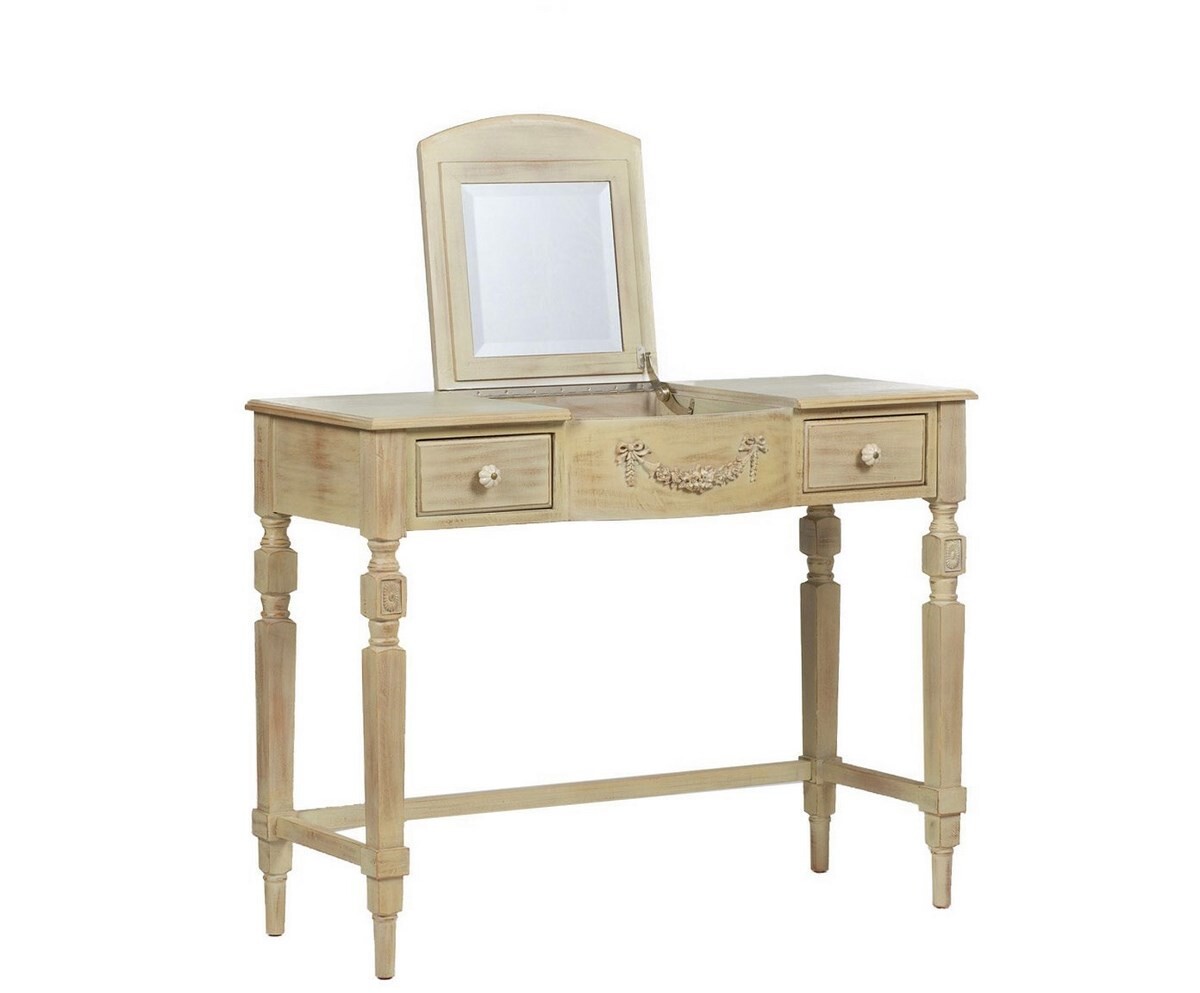 Туалетный столик с зеркалом и ящиками бежевый Vanity - изображение 2