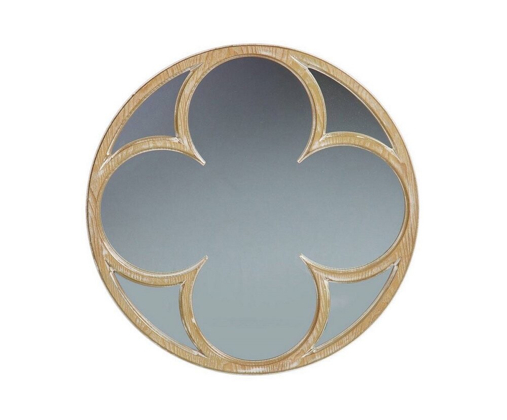 Зеркало деревянное круглое с декором "Клевер" диаметр 60 см Clover