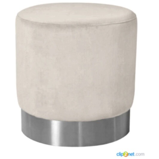 Круглый пуфик мягкий кремовый, серебро Osman - изображение 1