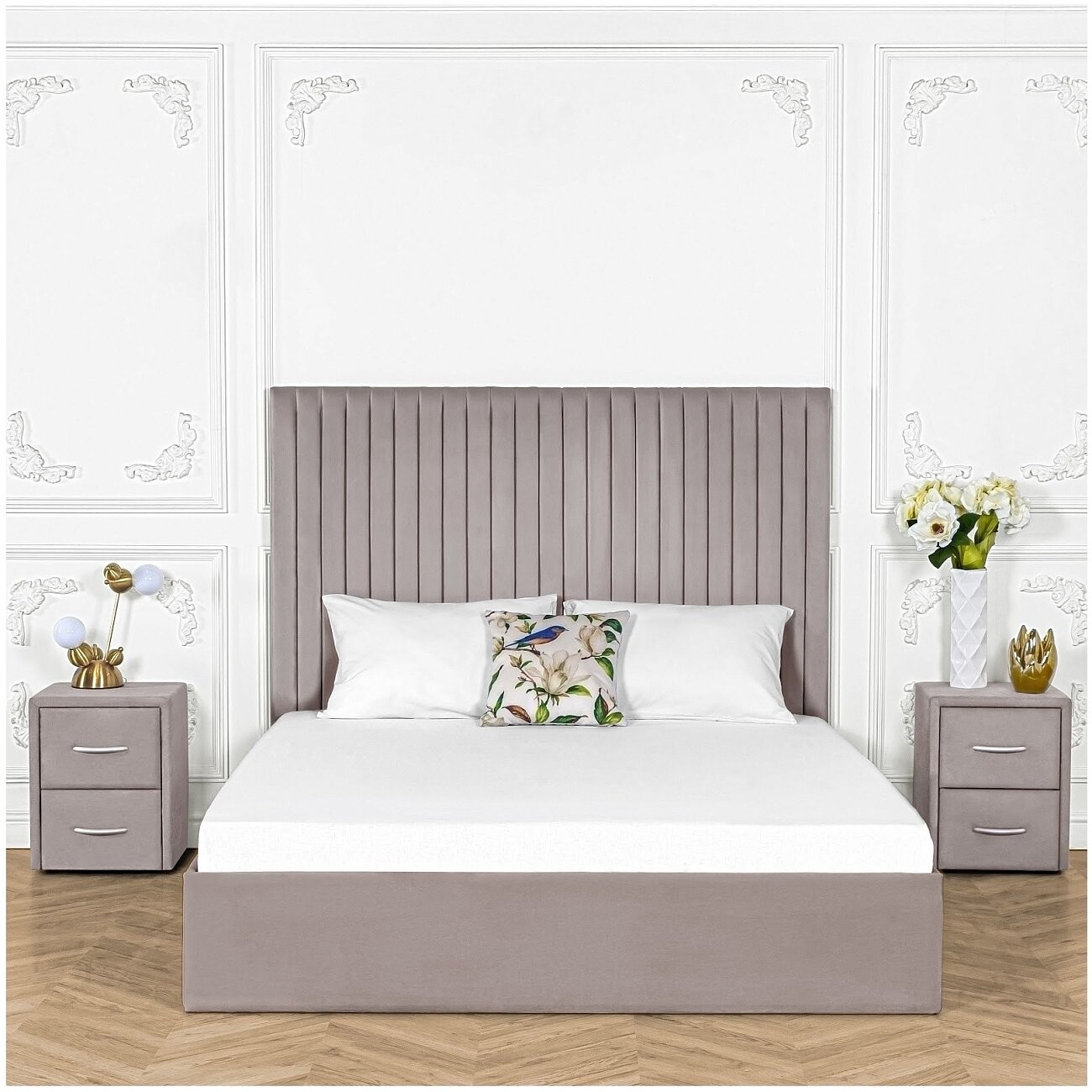 Кровать двуспальная с подъемным механизмом и ящиком для белья 180х200 мокко Amore - изображение 5