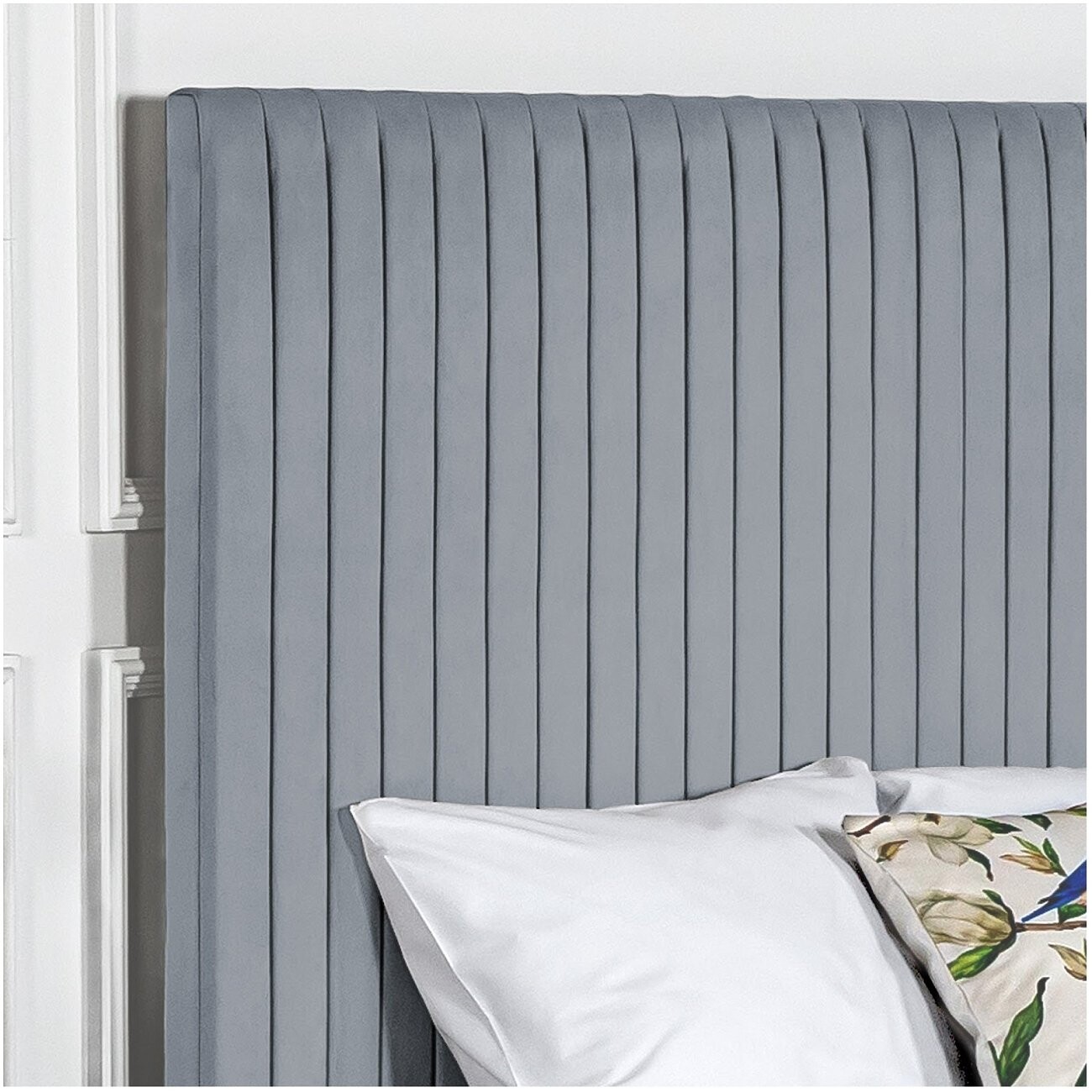 Кровать двуспальная с подъемным механизмом и ящиком для белья 180х200 серо-голубая Amore - изображение 4