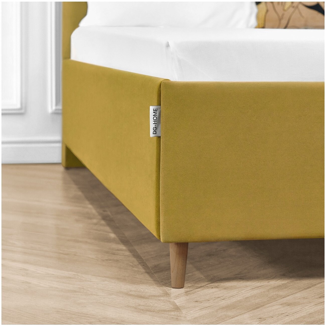 Кровать полутораспальная с закладными основаниями 140х200 светло-горчичный "Сканди" - изображение 10