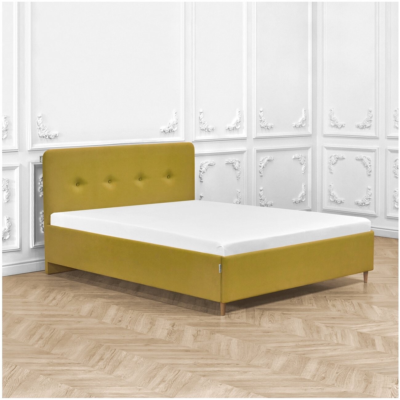 Кровать полутораспальная с закладными основаниями 140х200 светло-горчичный "Сканди" - изображение 6