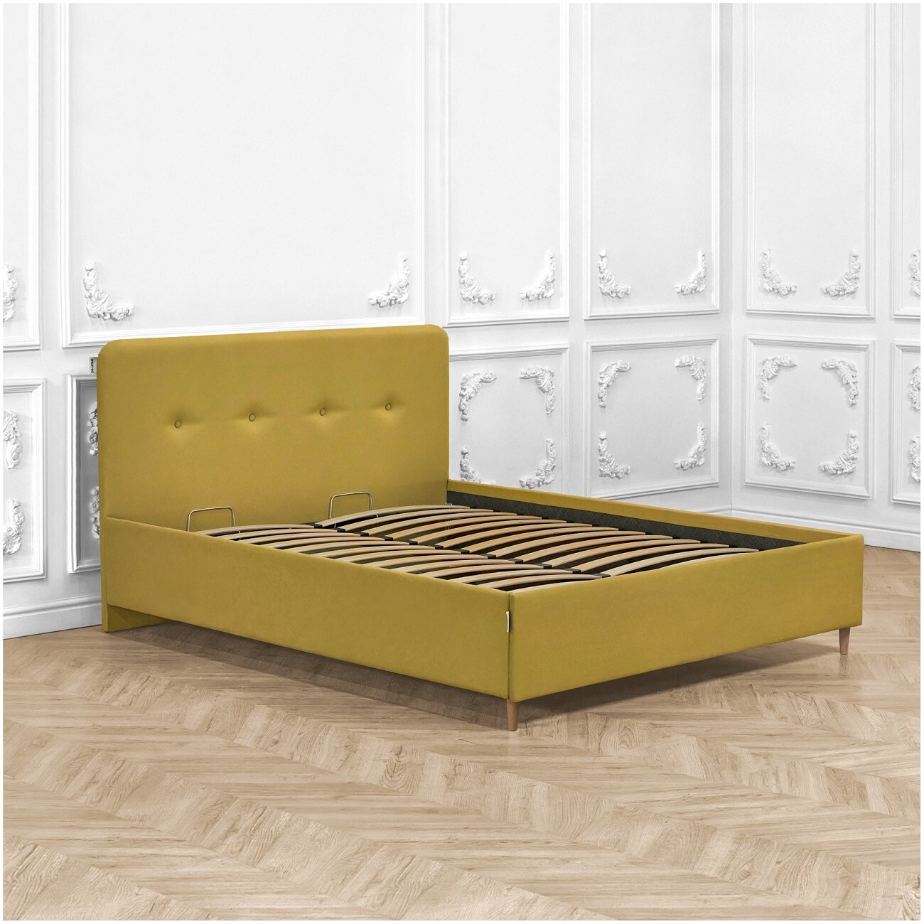 Кровать полутораспальная с закладными основаниями 140х200 светло-горчичный "Сканди" - изображение 8