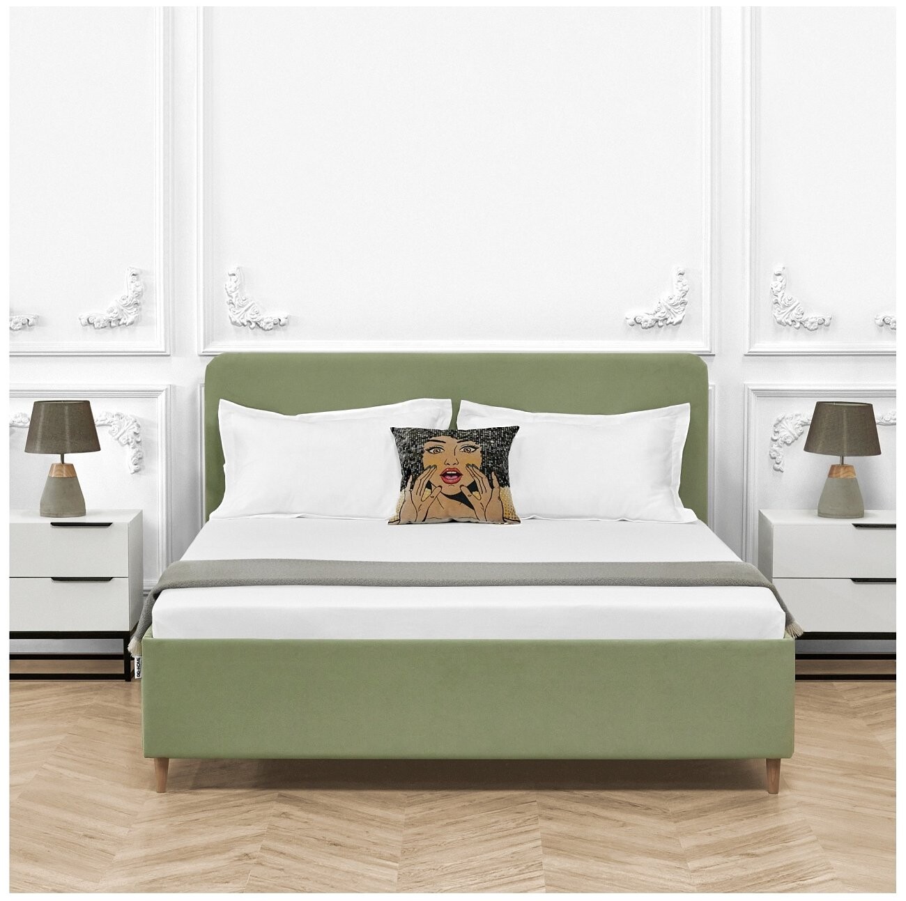 Кровать полутораспальная с закладными основаниями 140х200 светло-зеленый "Сканди" - изображение 4