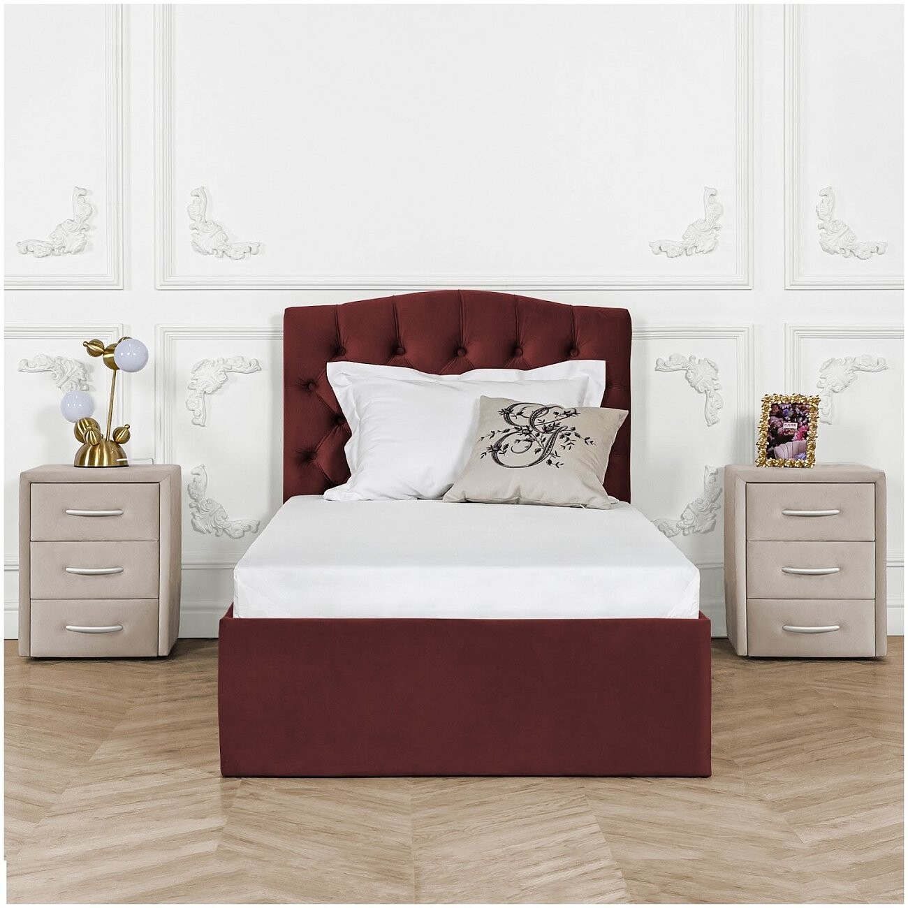 Кровать односпальная с подъемным механизмом 90х200 рубиново-красная "Грация" - изображение 5