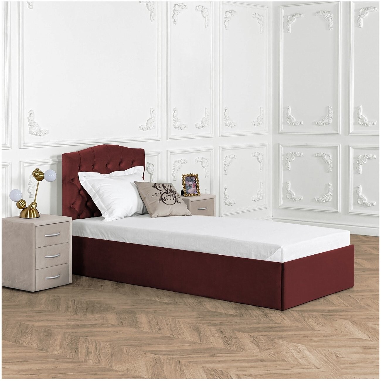 Кровать односпальная с подъемным механизмом 90х200 рубиново-красная "Грация" - изображение 6