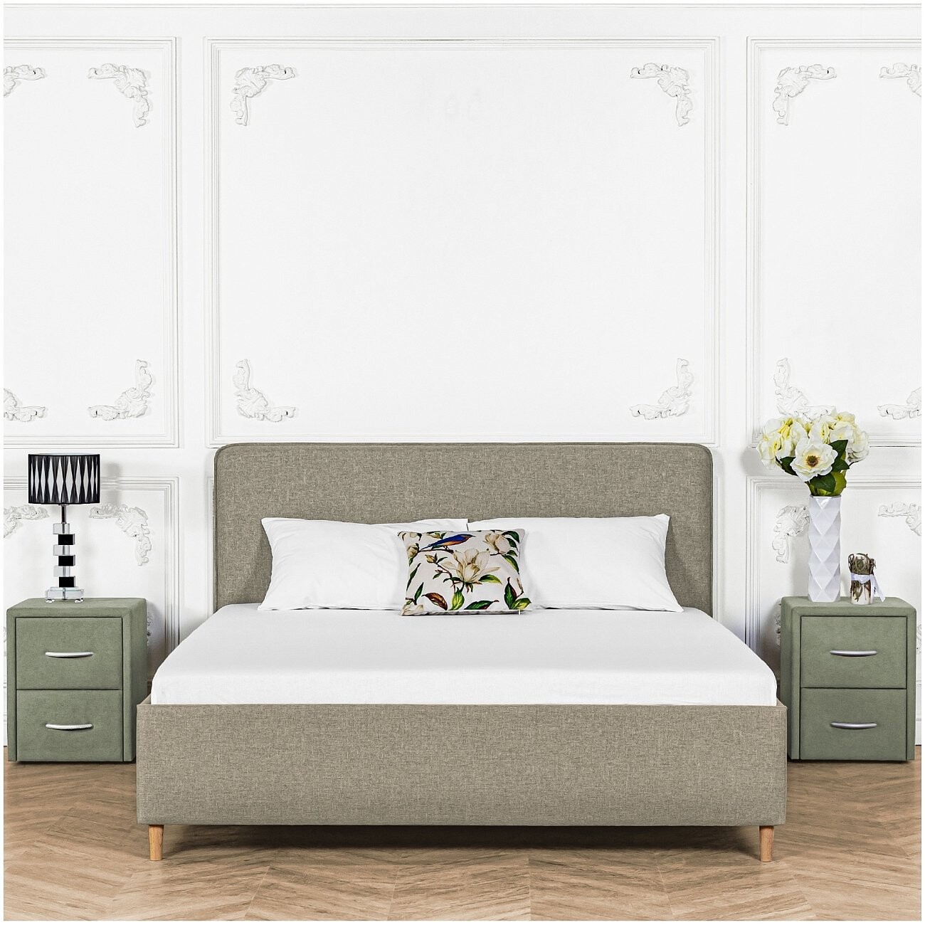 Кровать евро с ортопедическим основанием 200х200 коричневая Costa - изображение 4